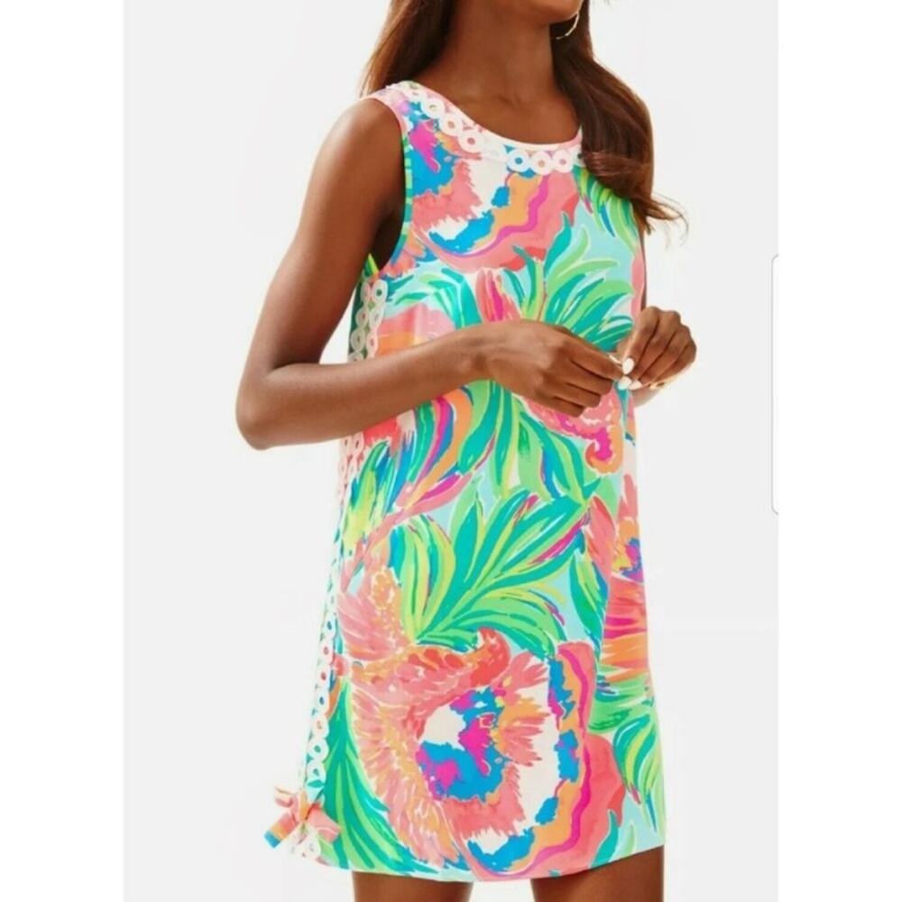Lilly Pulitzer Stella Shift Dress Serene Blue Paradise Bound Womens Size 00/0/2